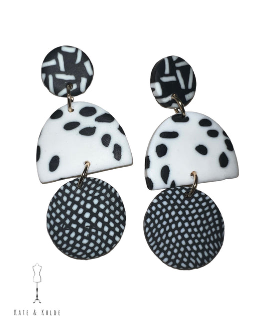 Black and White Polymer Clay Earrings