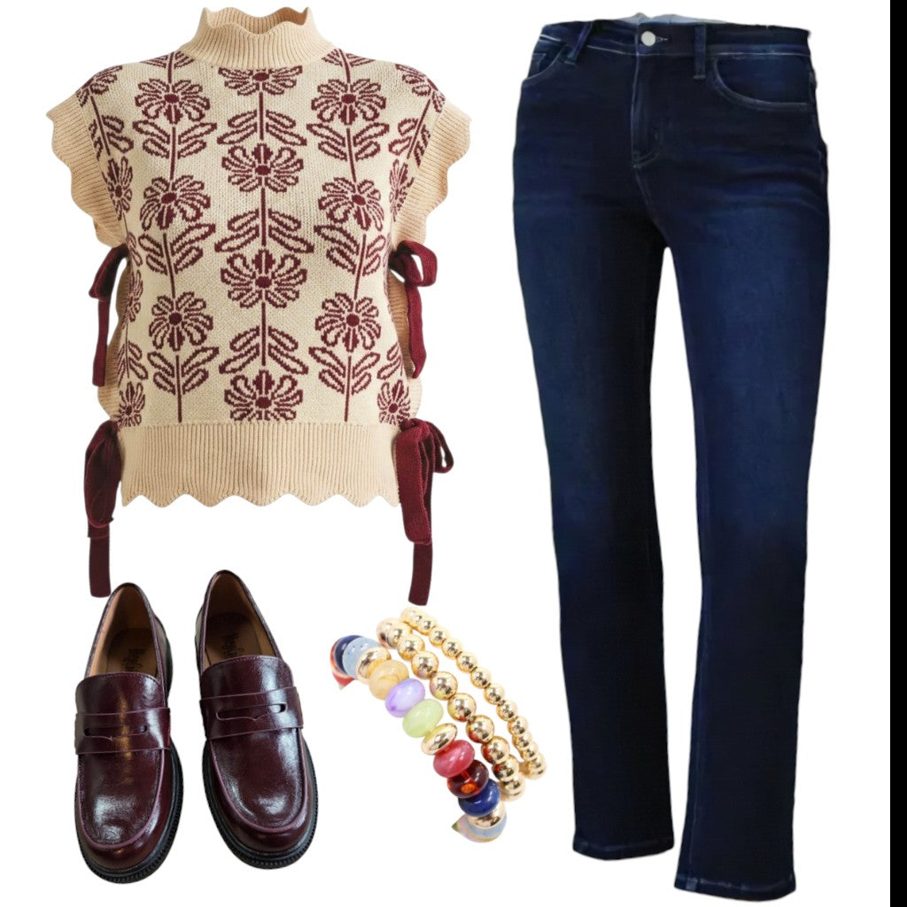 Glorious Joy Mid Rise Straight Dark Wash Denim Jeans by Vervet
