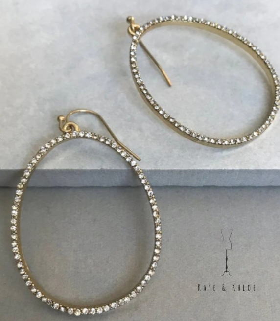 Crystal teardrop Earrings ~ Gold