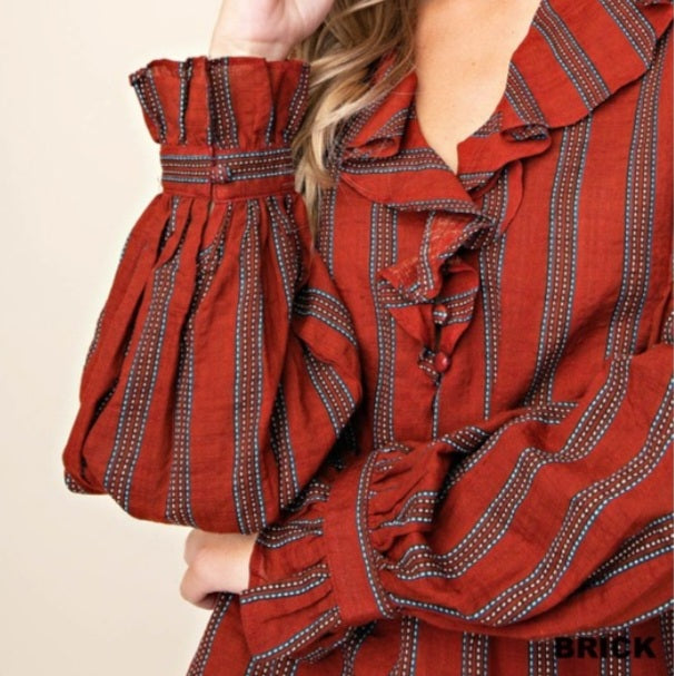 Brick Vertical Strip blouse