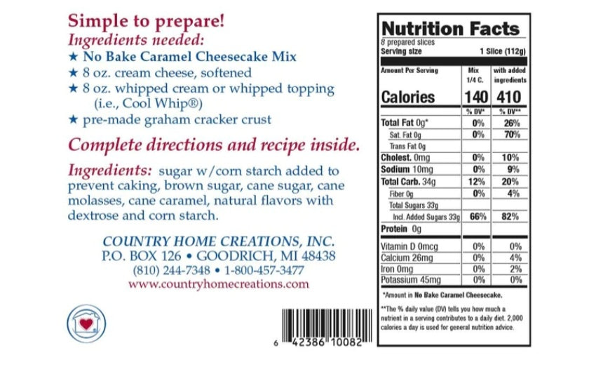 No Bake Caramel Cheesecake Mix