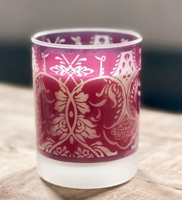 Amethyst Frosted Candle & Cocktail Glass