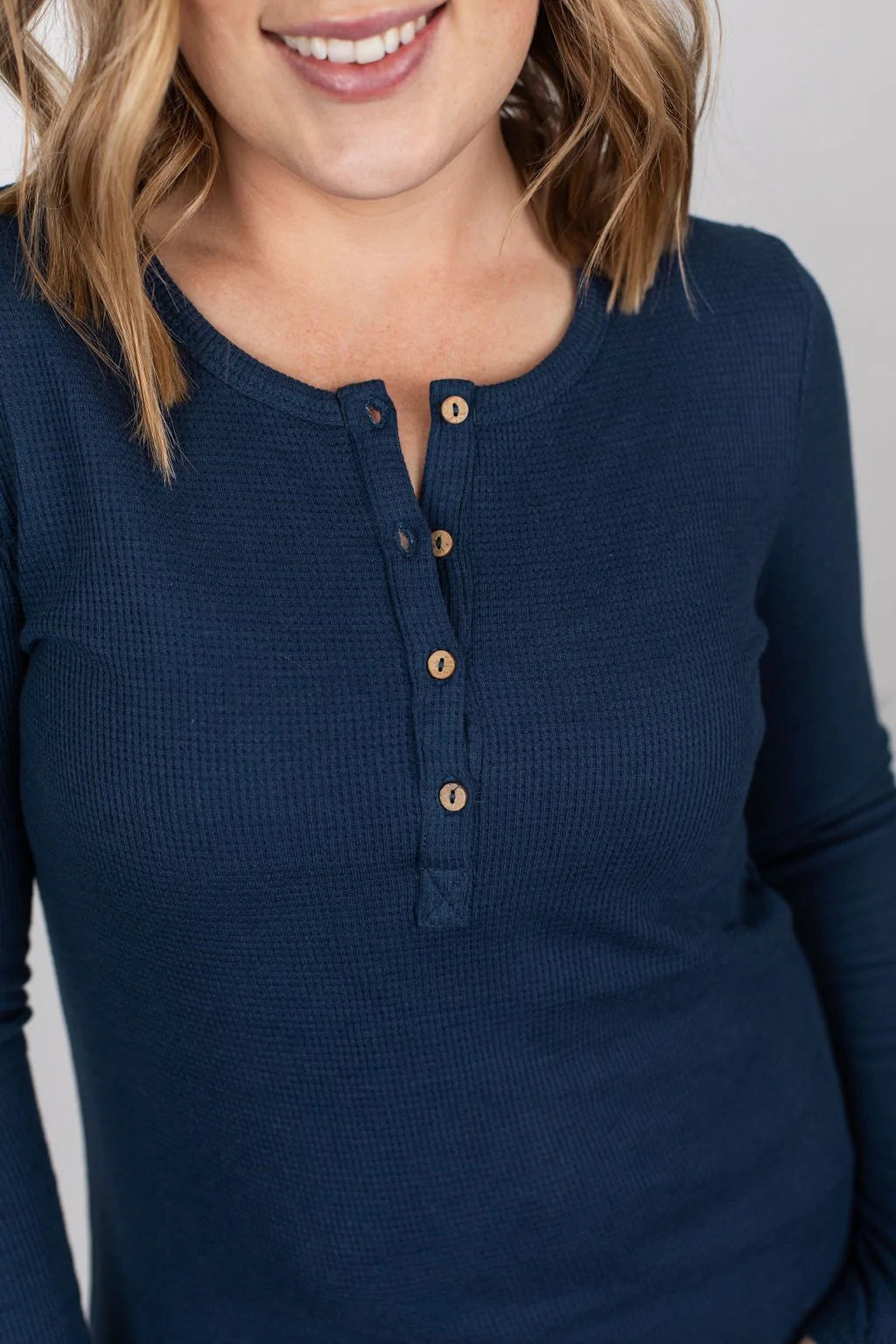 The Perfect Long Sleeved Henley—Navy