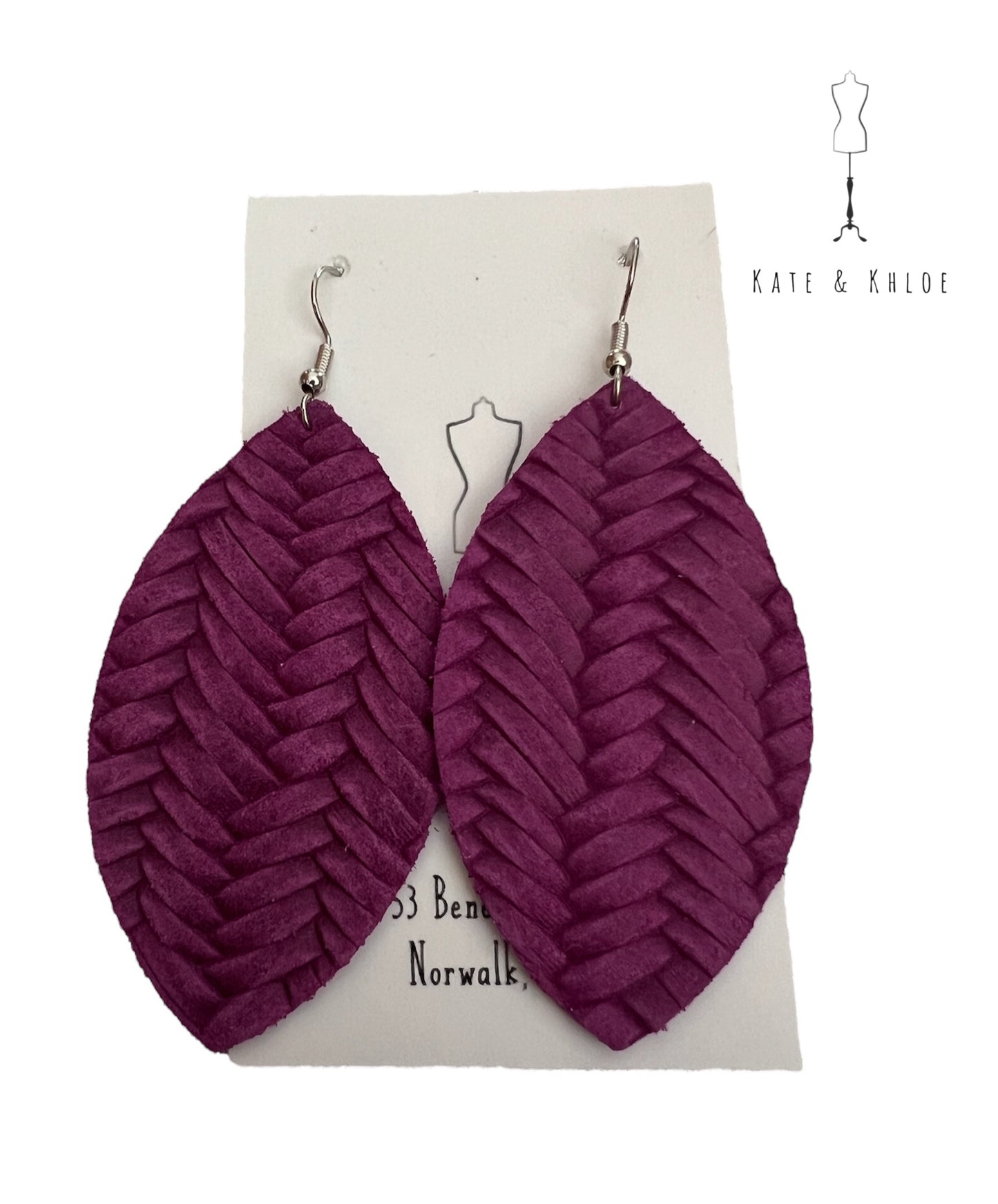 Purple Teardrop Suede Earrings