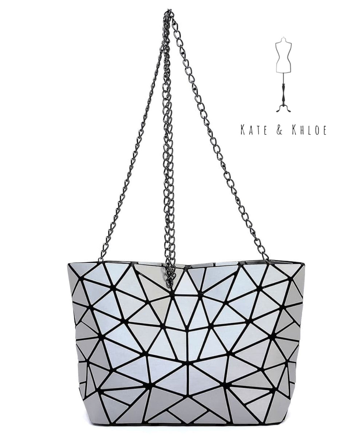 Grey Geometric Crossbody Bag