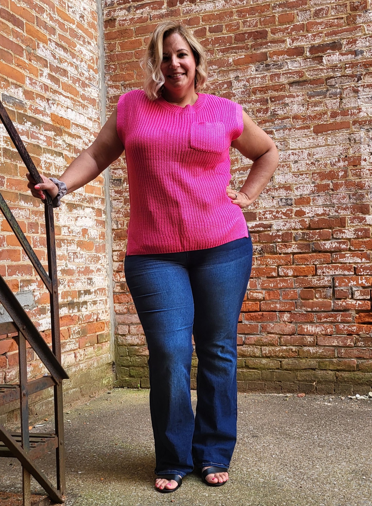 Versatile Vibe Sleeveless Sweater in Fushia