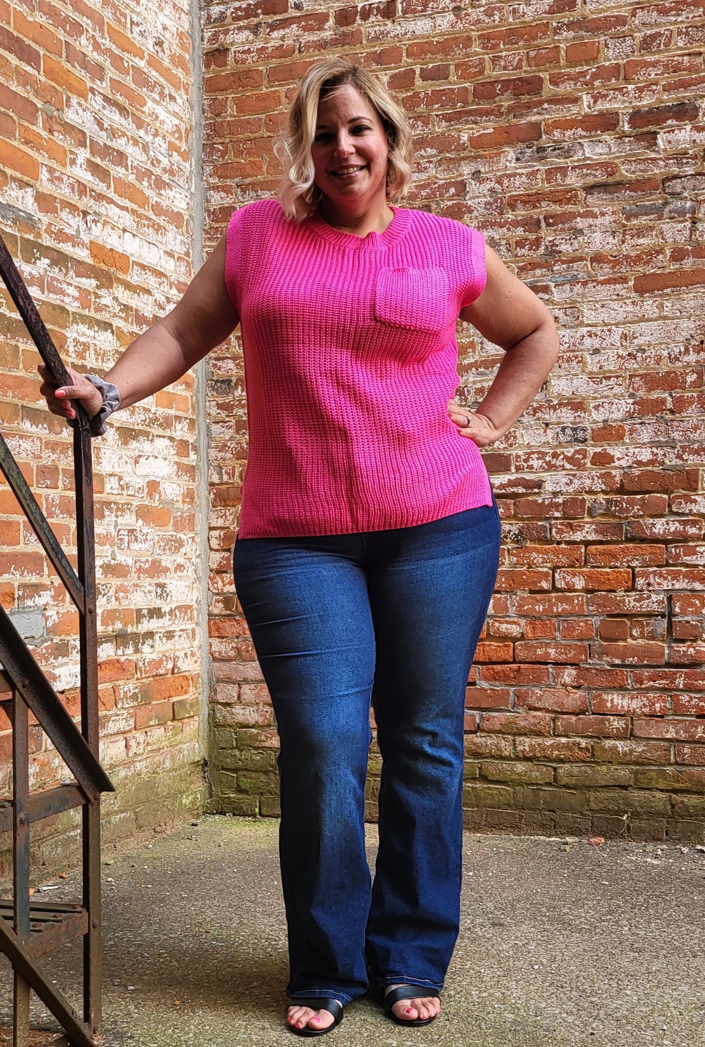 Versatile Vibe Sleeveless Sweater in Fushia