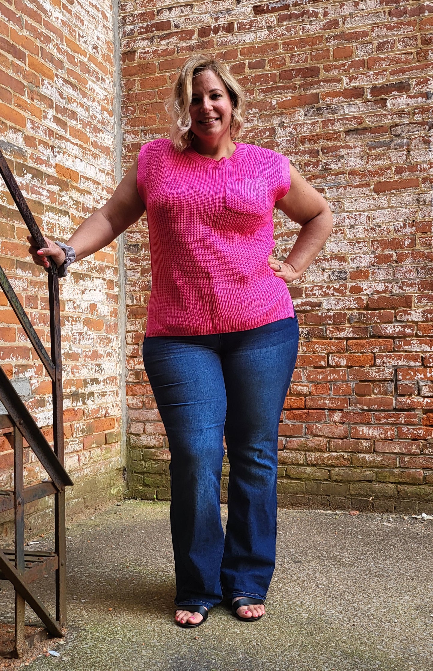 Versatile Vibe Sleeveless Sweater in Fushia