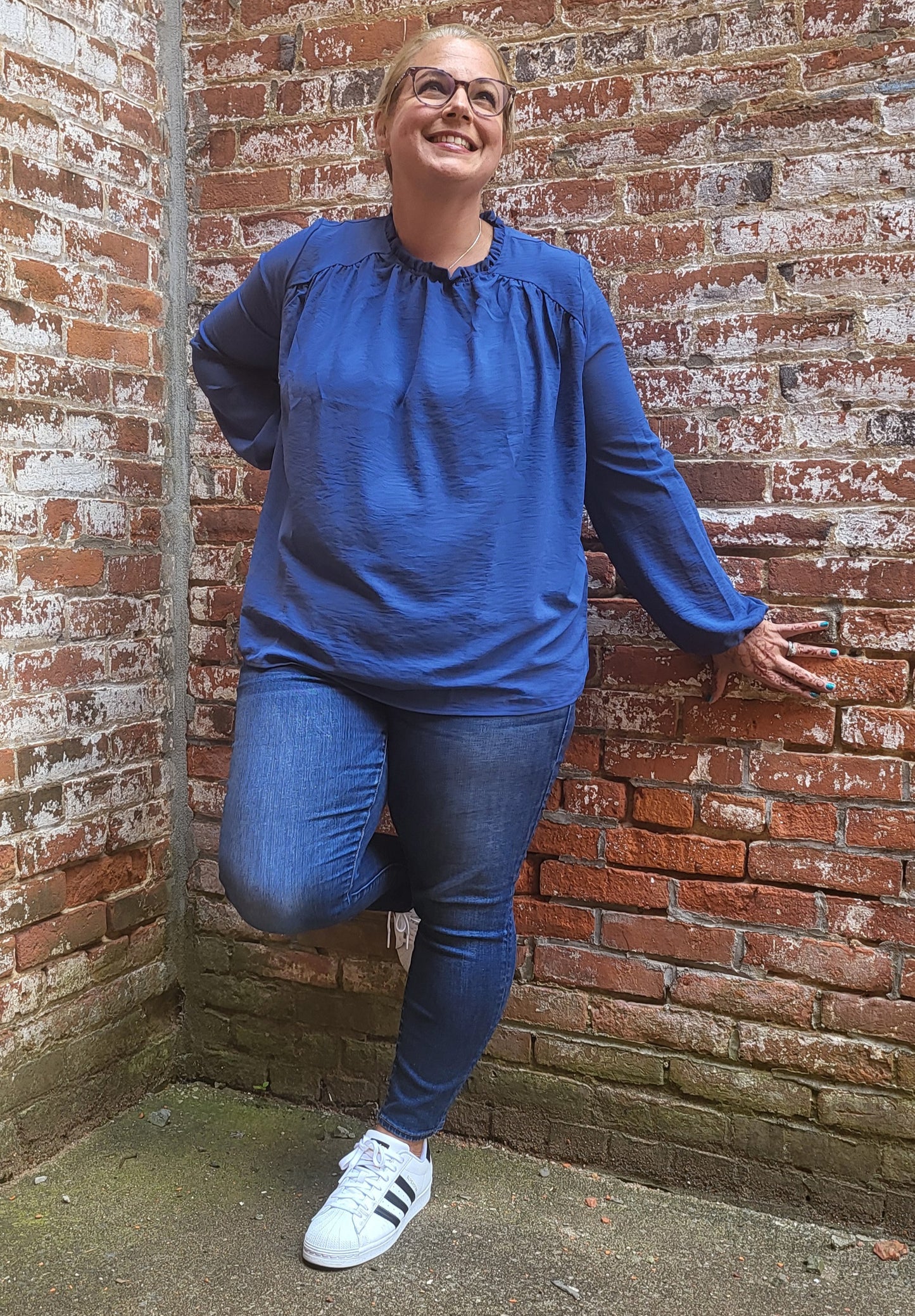 Effortless Elegance Long Sleeve Blouse Vintage Blue