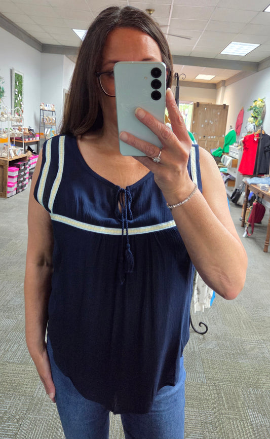 Lake Days Embroidered detail Top