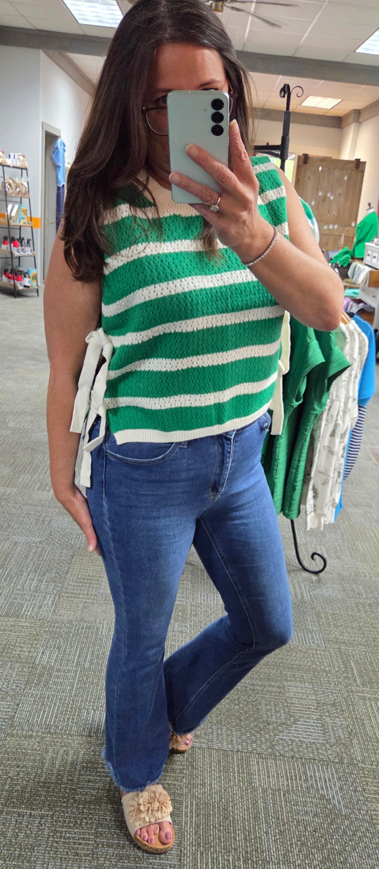 Add to Closet Textured Stripe Side Tie Sweater Vest