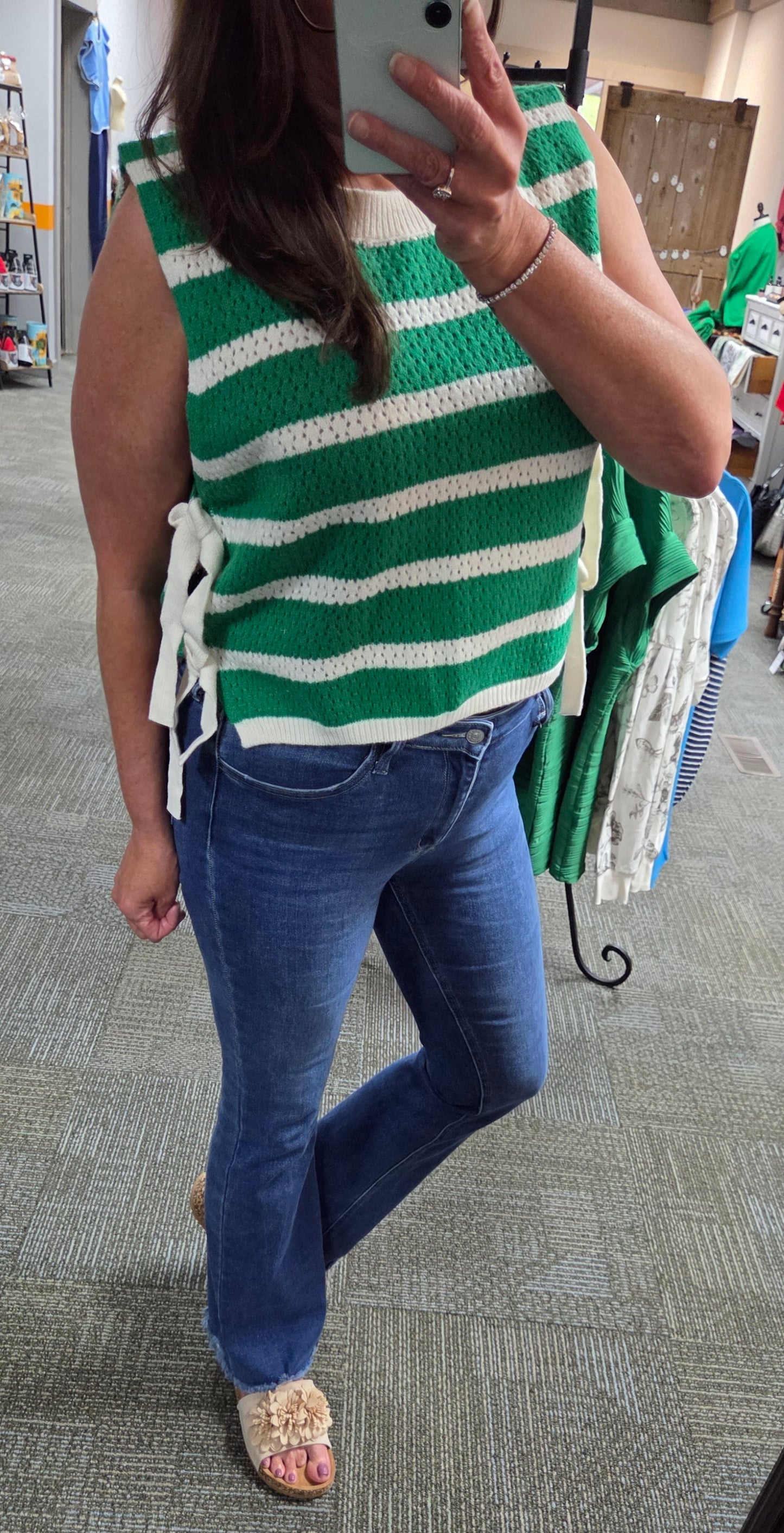 Add to Closet Textured Stripe Side Tie Sweater Vest