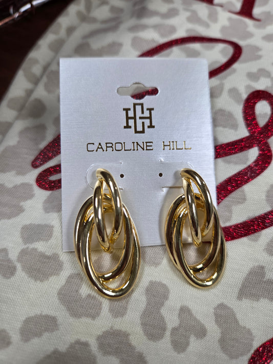 Gray Court Oval Earrings in Gold