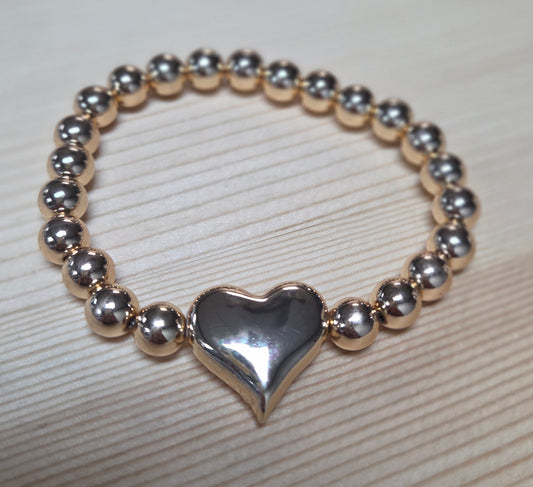 Bead & Bubble Heart Stretch Bracelet