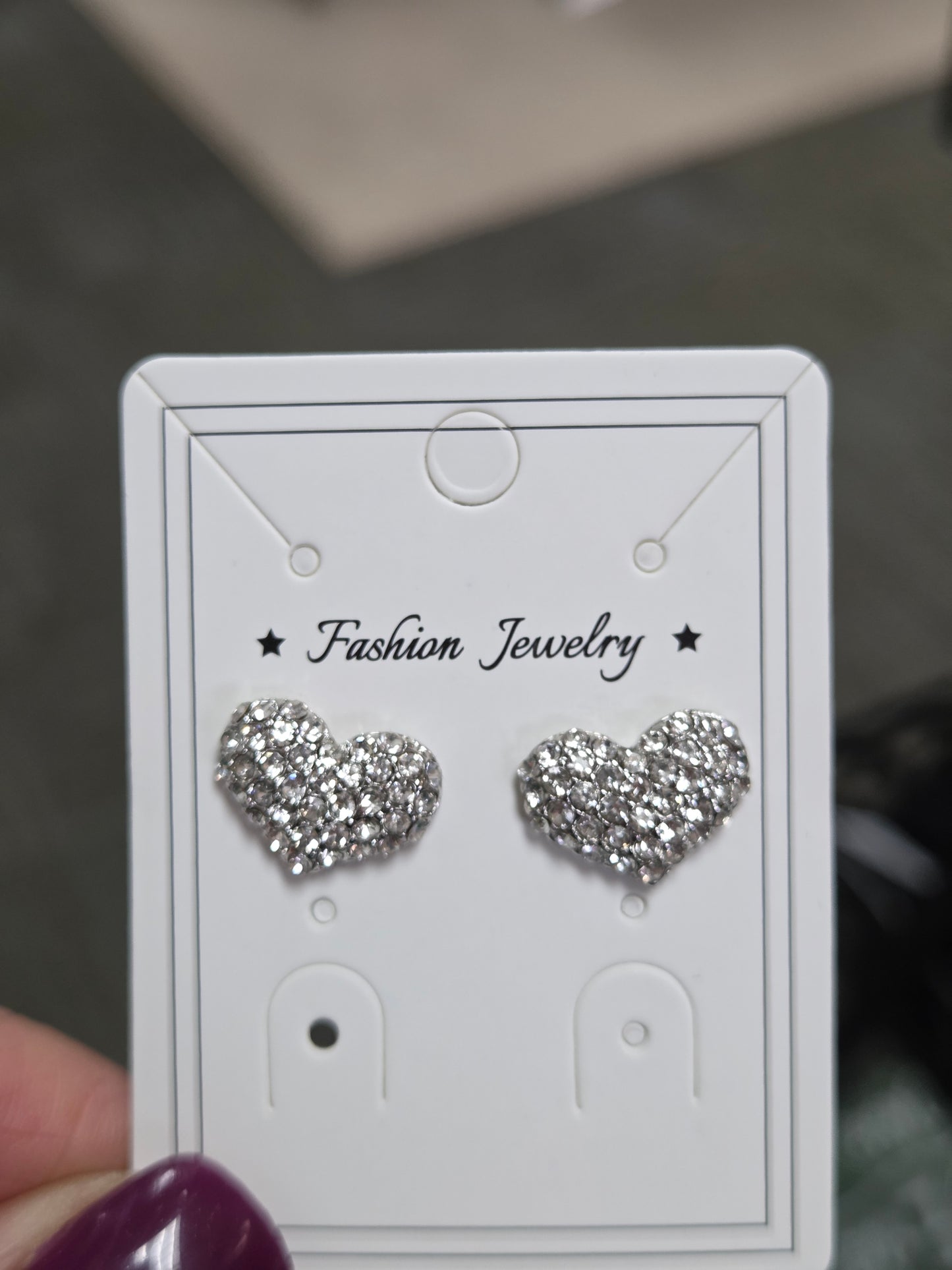Pave Heart Earrings in Silver