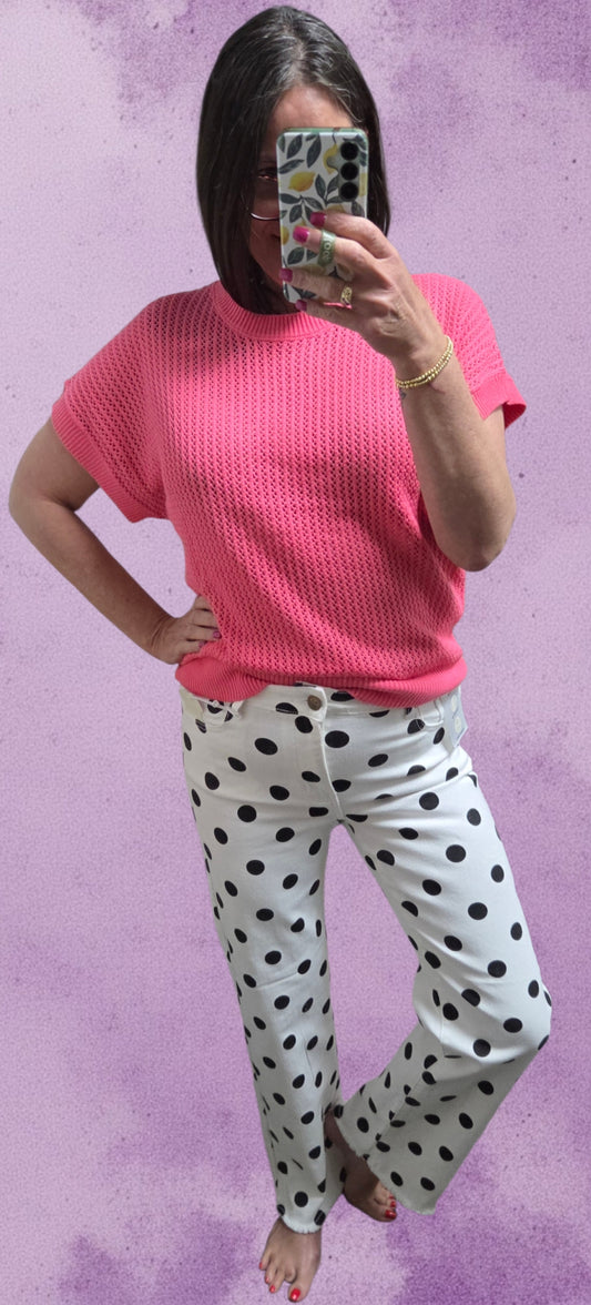 The Candy Open Knit Short Sleeve Top