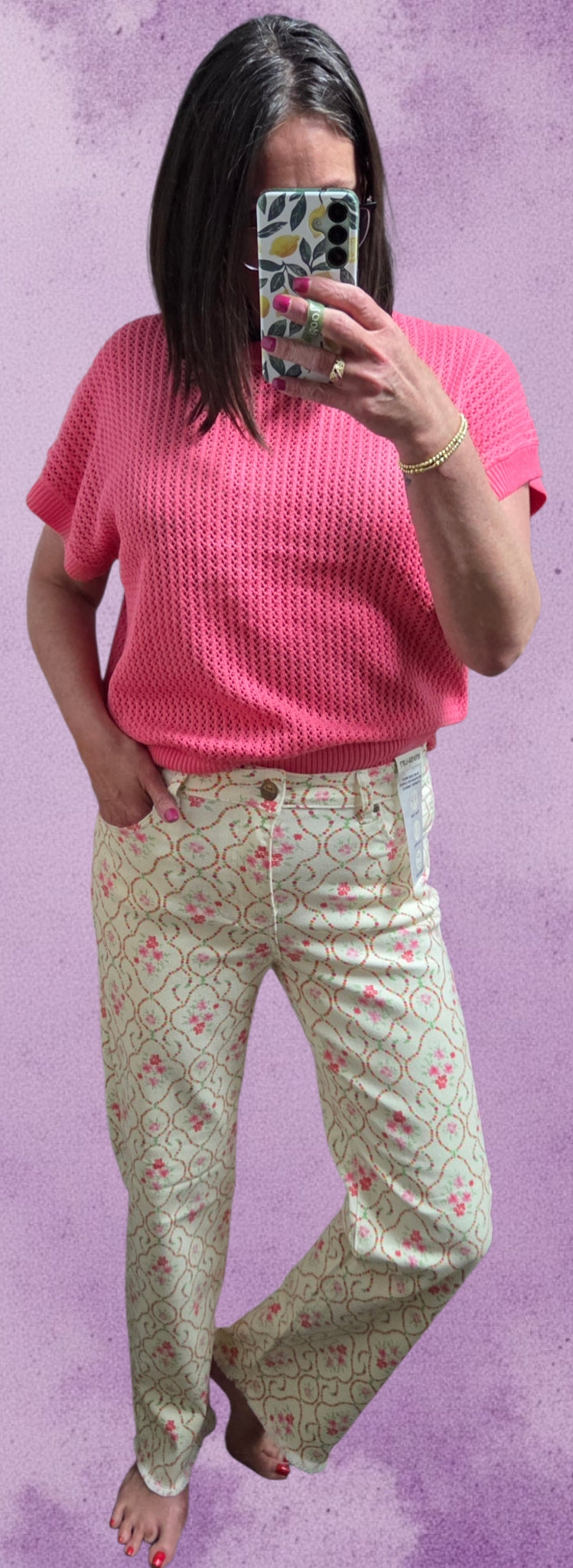 The Candy Open Knit Short Sleeve Top