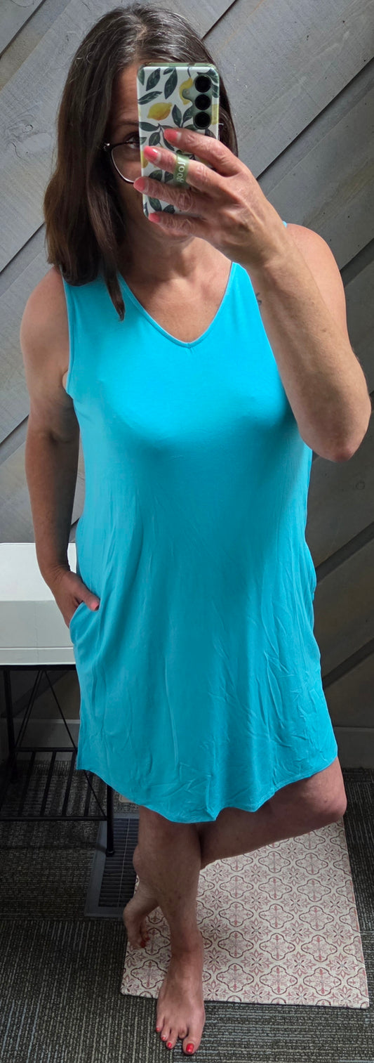 The Luna Little Teal Dress With Pockets