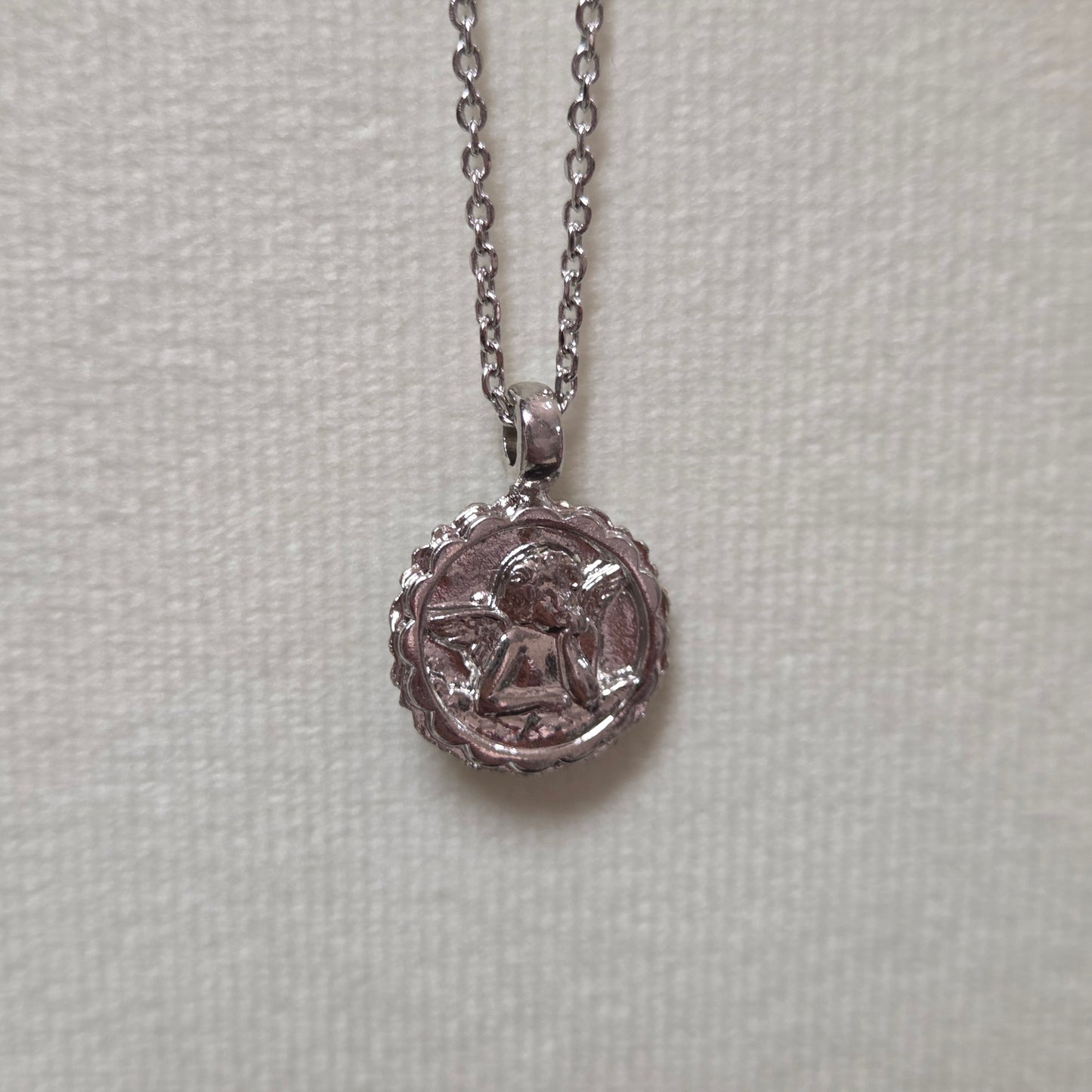 Mariana Guardian Angel Pendent Tuxedo  Rhodium Necklace