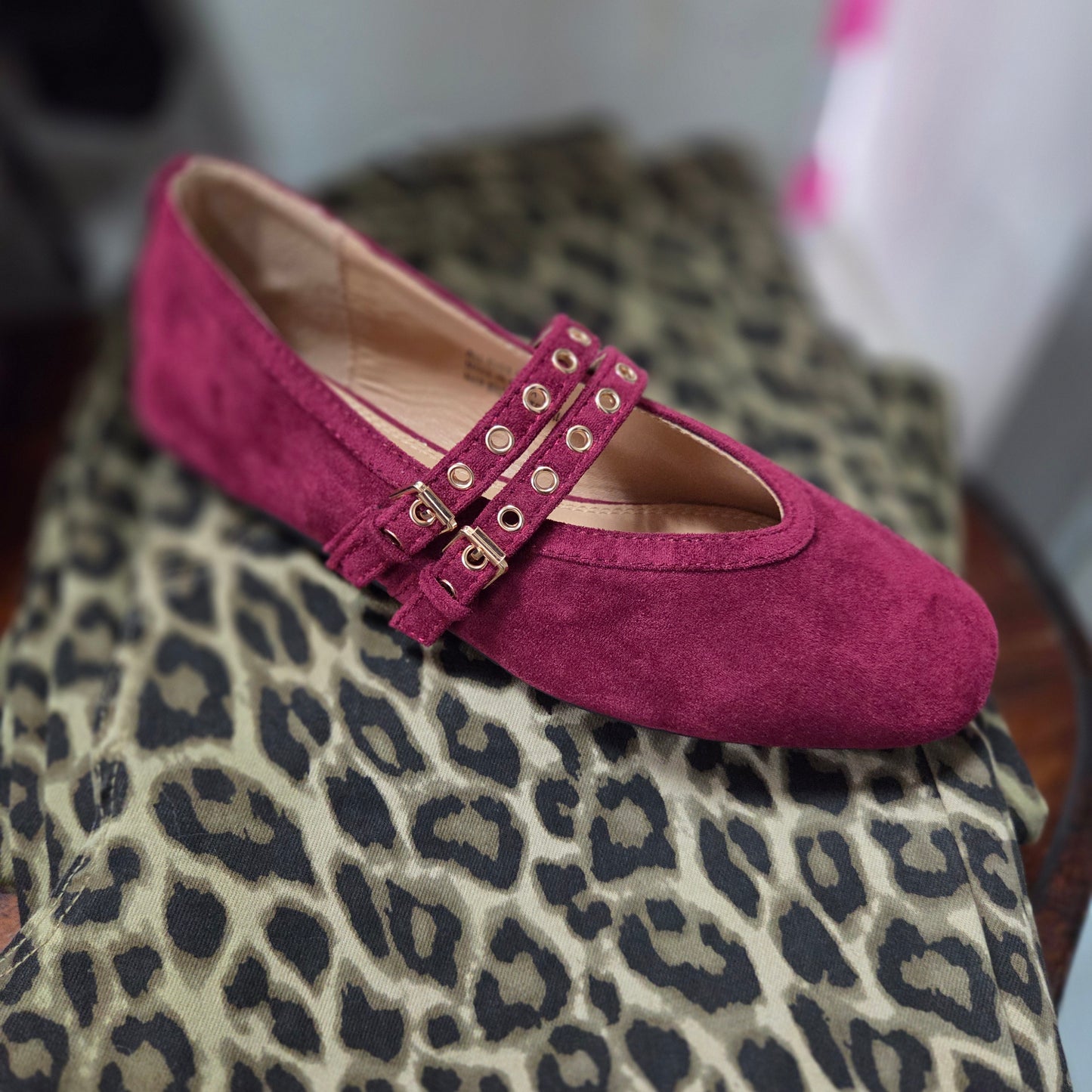 Corkys All Eyes On Me Double Strap Ballet Flats in Cranberry