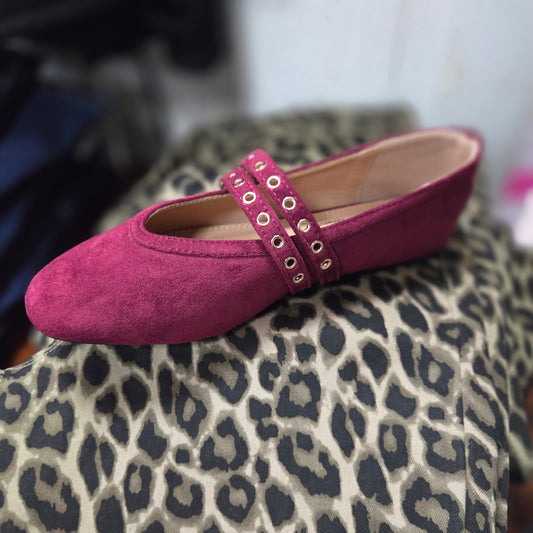 Corkys All Eyes On Me Double Strap Ballet Flats in Cranberry
