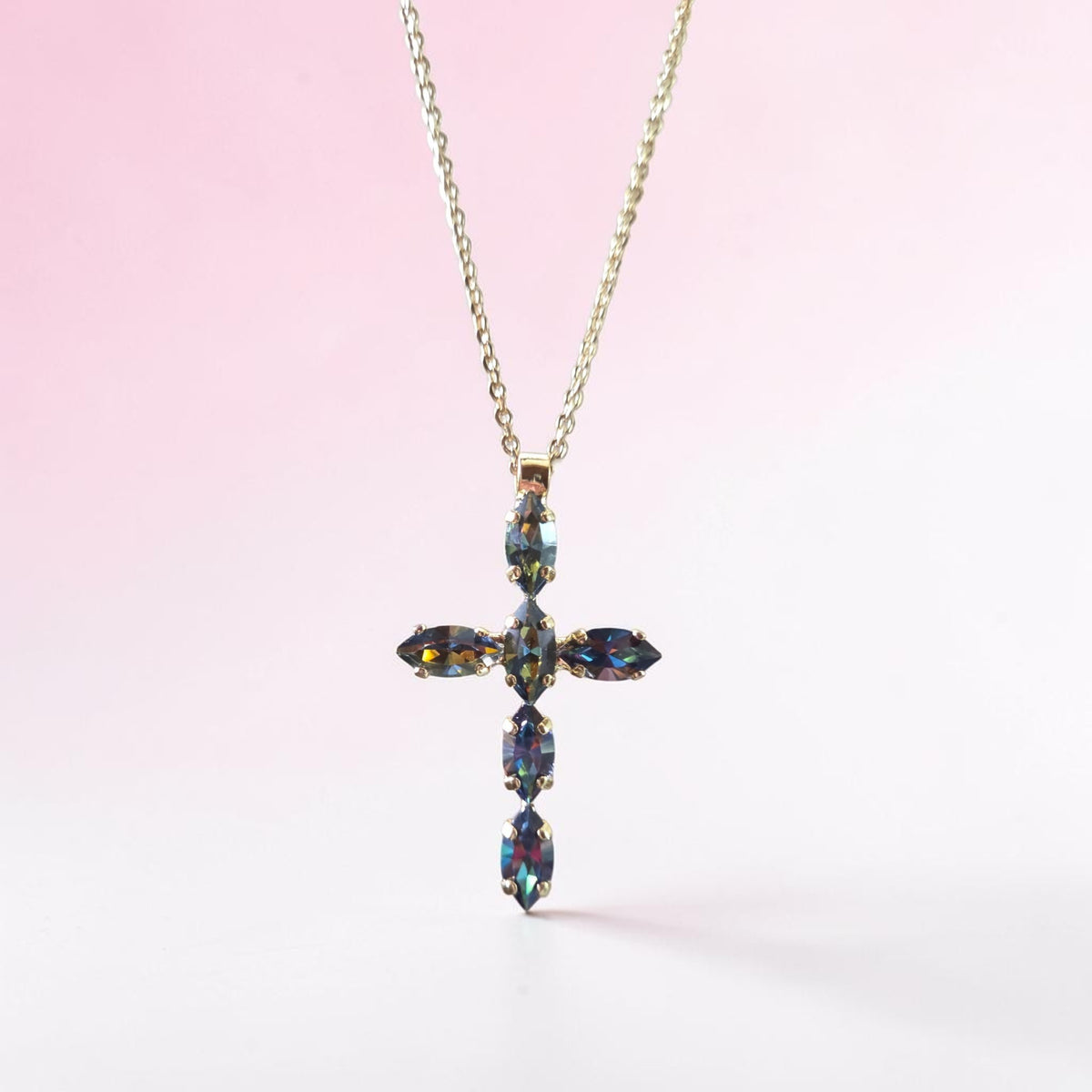 Mariana Marquise Cut Cross Necklace Kaleidoscope