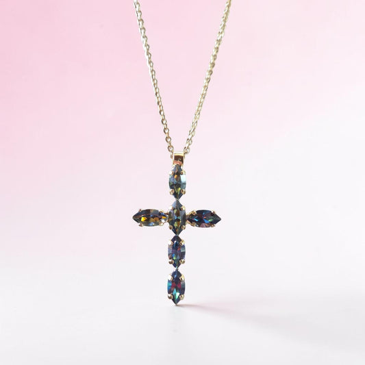 Mariana Marquise Cut Cross Necklace Kaleidoscope