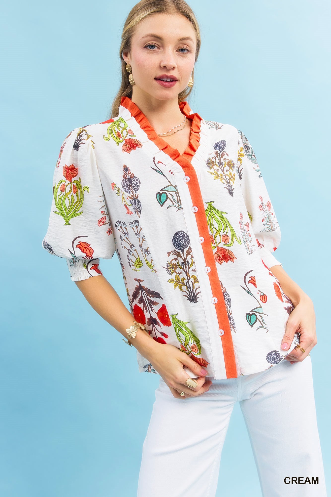 Floral Encyclopedia Print Top