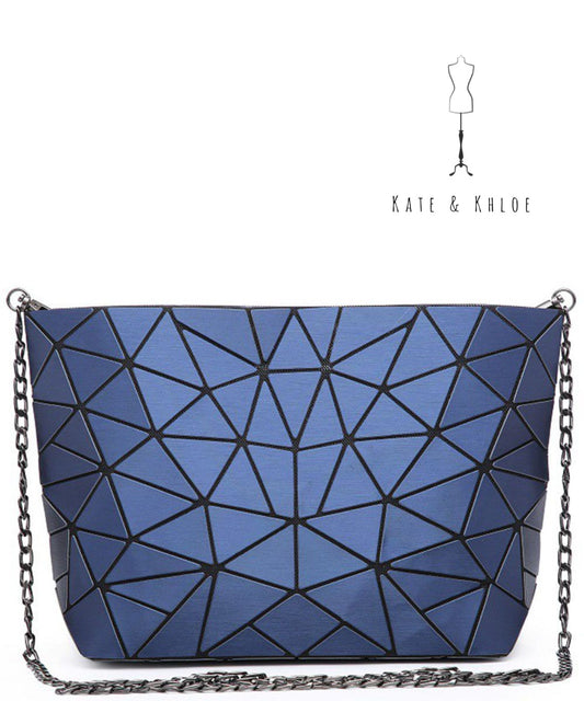 Blue Geometric Crossbody Bag
