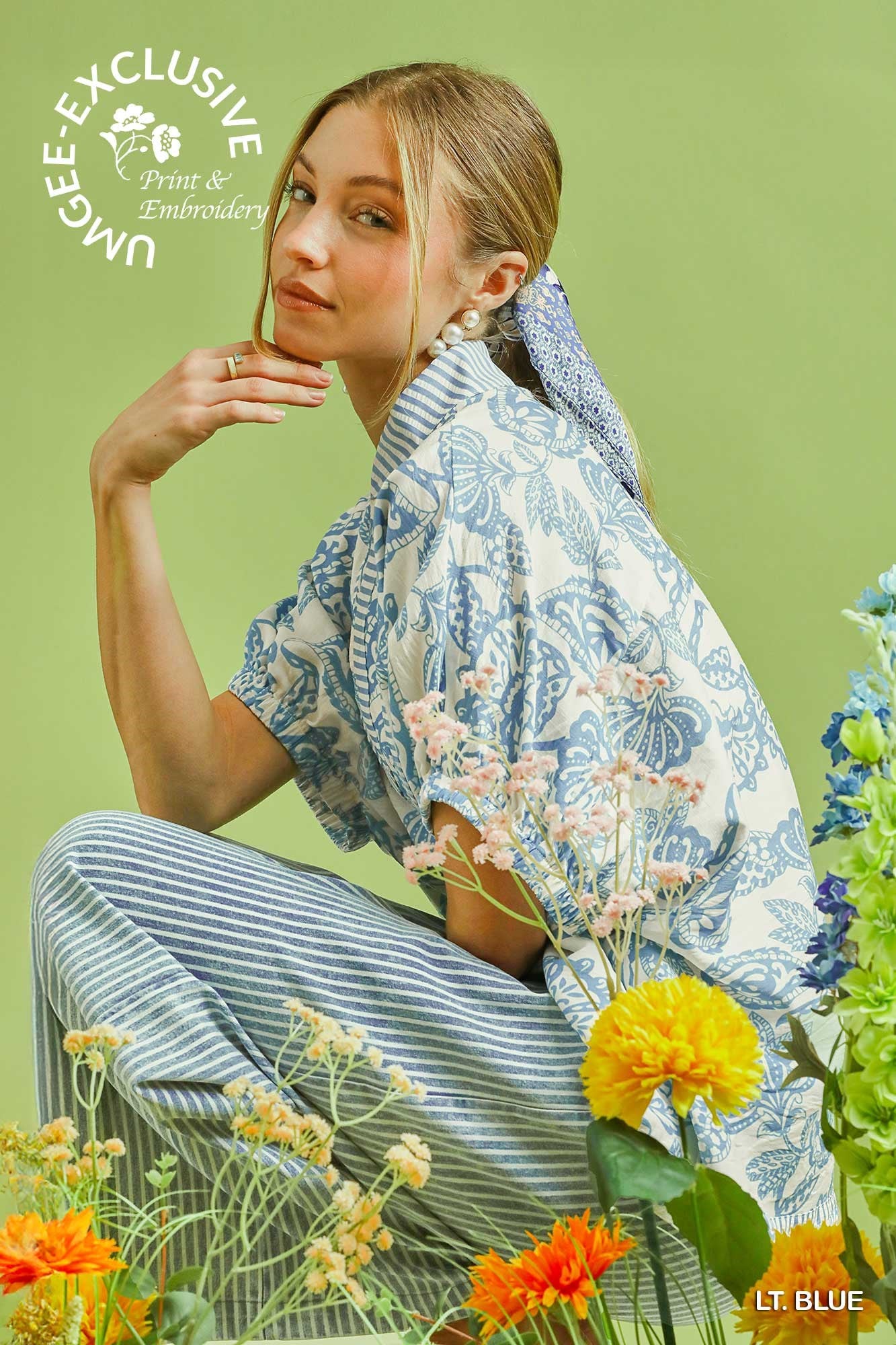 Botanical Print Trim Top ~ Exclusive Print