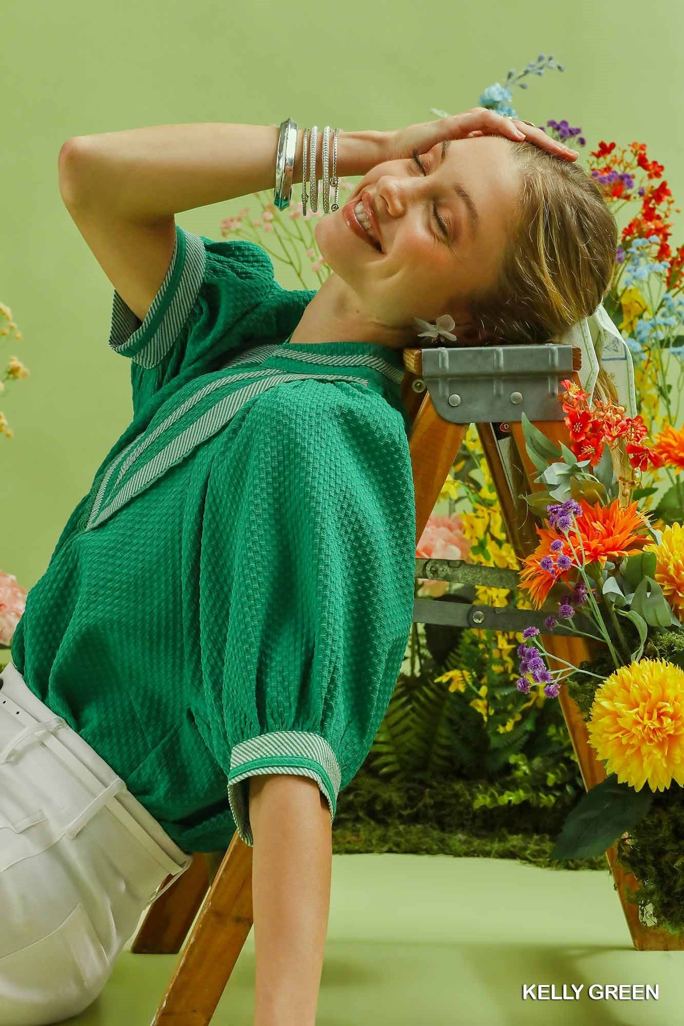 Top It Off Jacquard Textured Top