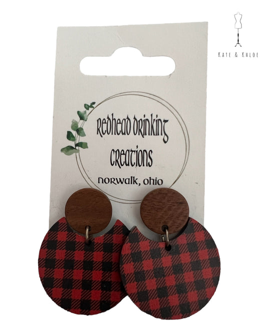 Buffalo Plaid Wooden Earrings