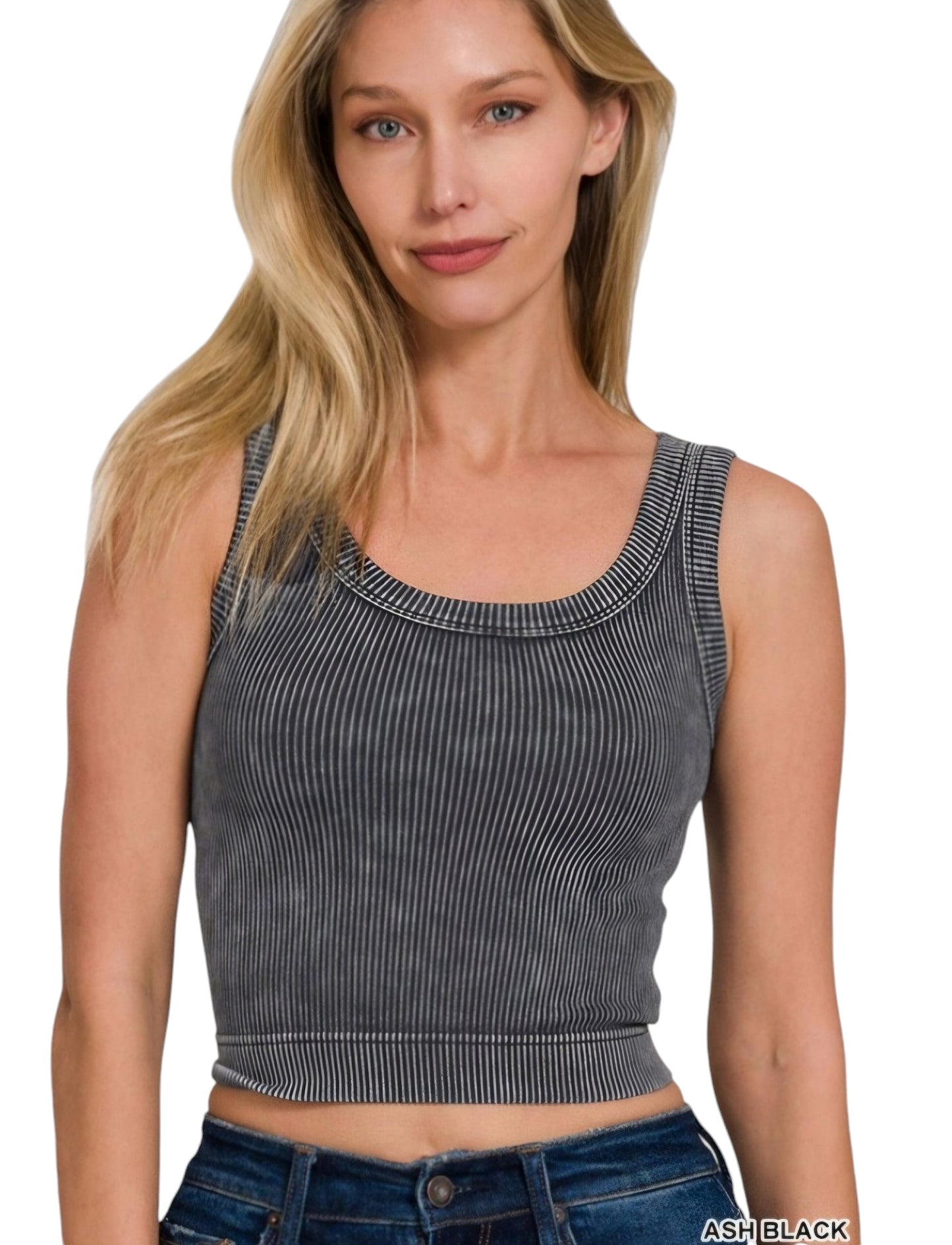 Vintage Ash Black Crop Tank