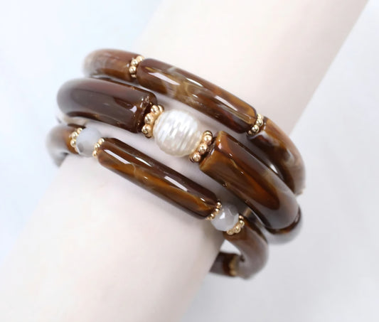 Leavenworth Stretch Bracelet Set Brown