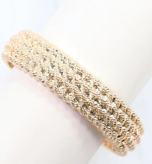 Breckenridge Textured Gold Stretch Bangle Bracelet