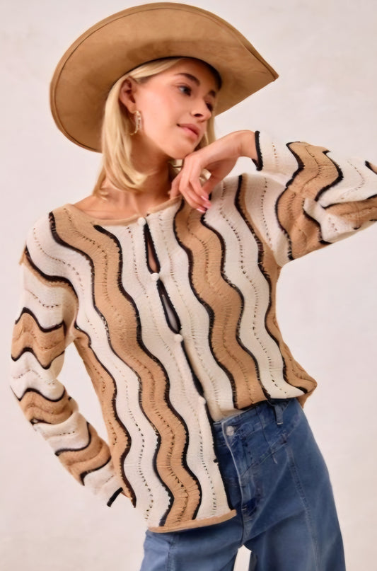 Pointelle Paradise Button Front Cardigan