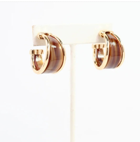 Daphne Gold Trimmed Hoop Earrings