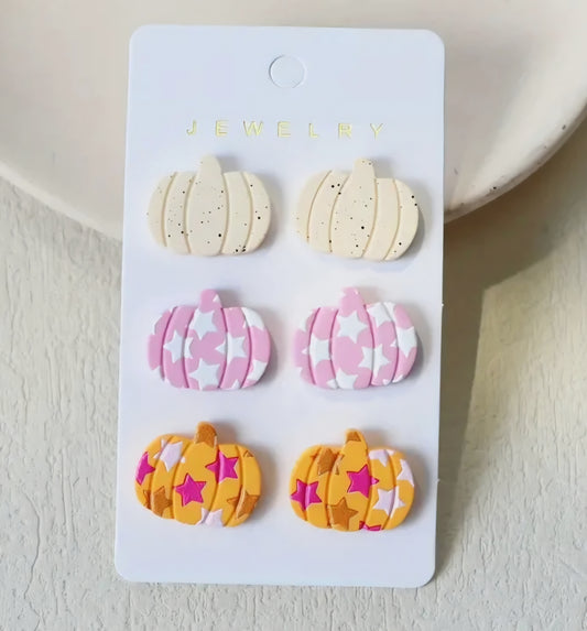 Cutesy County Star Pumpkin Earring Set