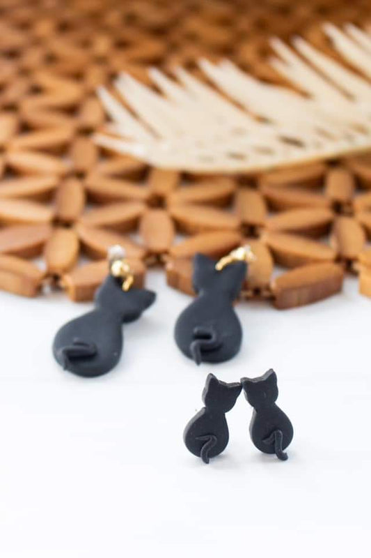 Thackery Binx Black Cat Polymer Clay Earrings