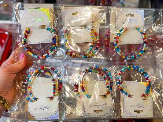 Colorful Bead Hoop Earrings