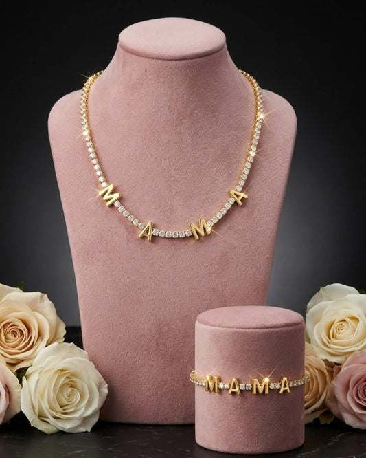 Mama Adjustable Necklace and Bracelet Set