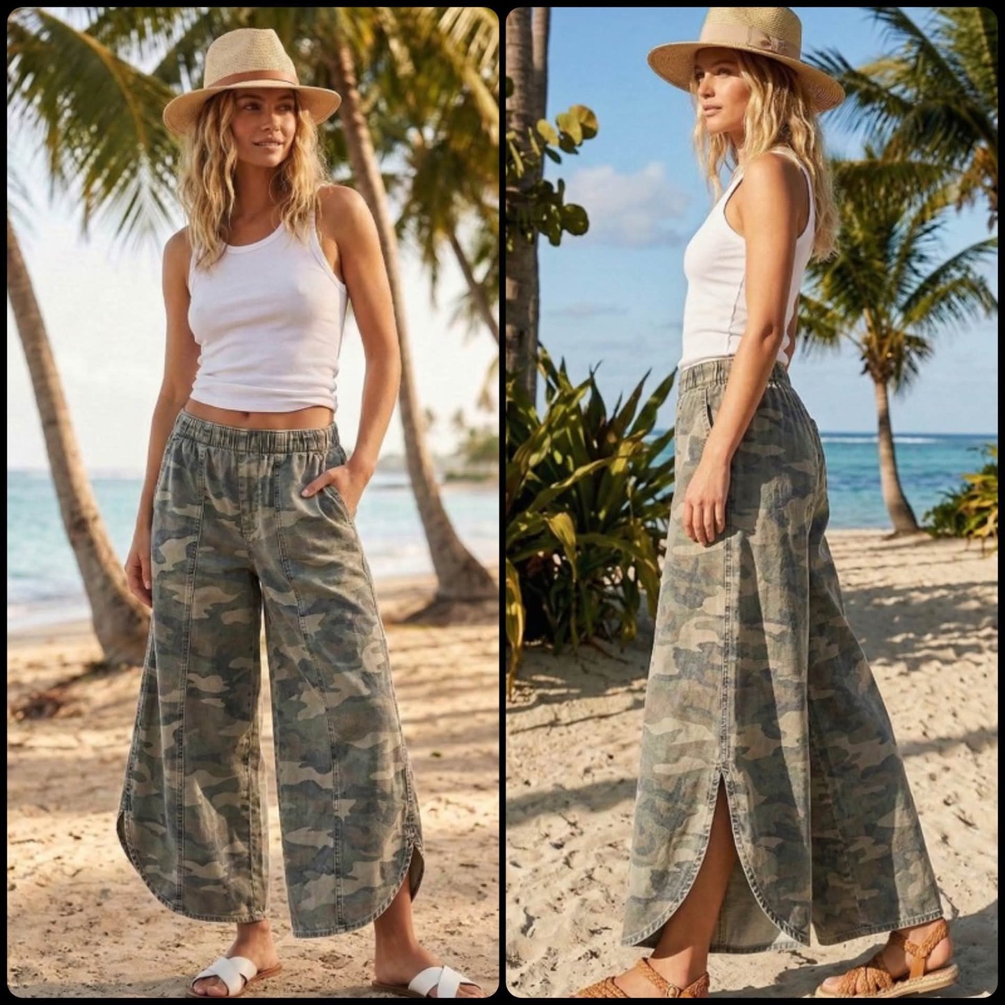 Tulip Cut Washed Camo Relaxed Fit Jeans