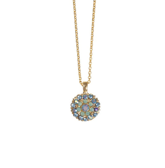 Mariana Guardian Angel Pendent Light Blue and Yellow Gold Necklace