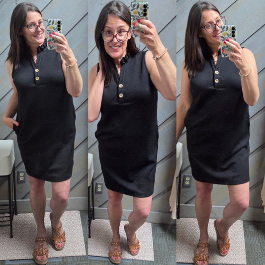 Dear Scarlett Jacquard Ruffle Collar Dress In Black