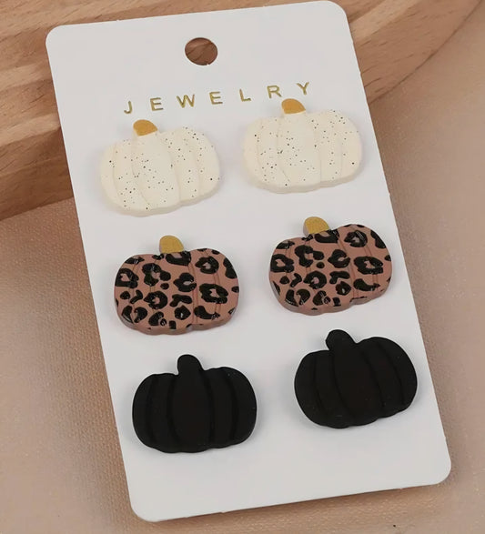 Pumpkin Patch Leopard Earring Set