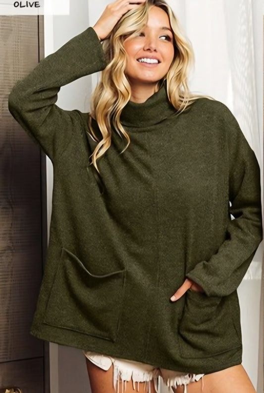 Olive Green Front Pocket Pullover