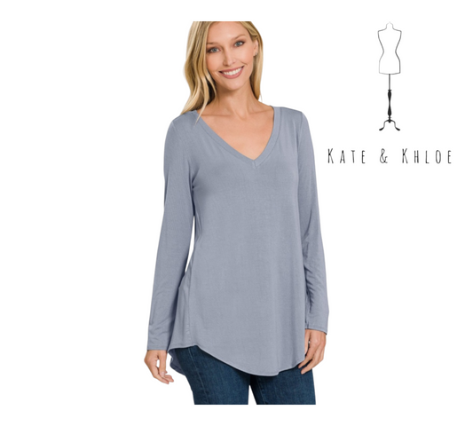Classic Charm - Long Sleeve Top Cement