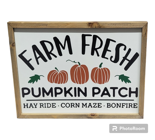 Farm Fresh Pumpkin Patch Framed Wood Print