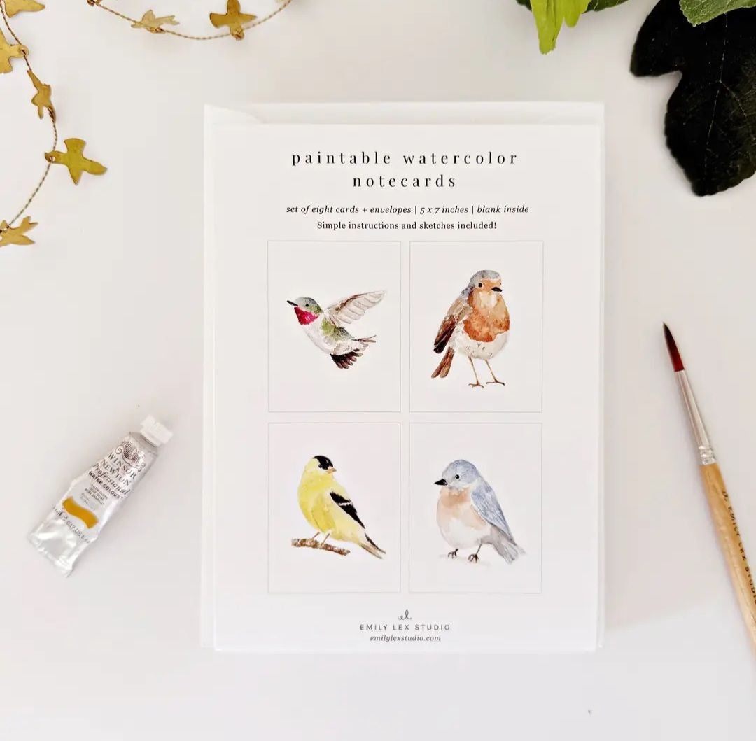 Paintable Backyard Birds Watercolor Notecard