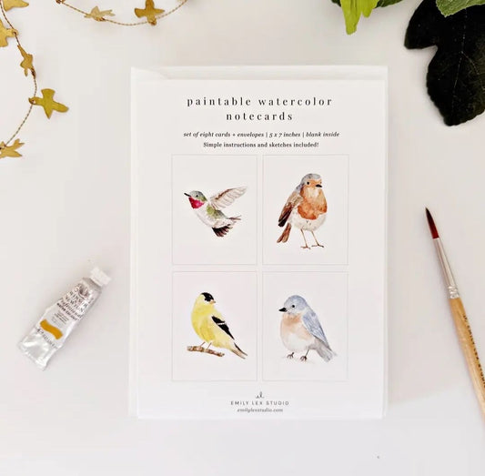 Paintable Backyard Birds Watercolor Notecard